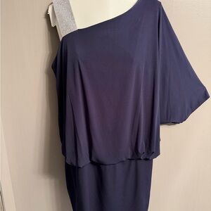 Elegant Navy One-Shoulder Dress